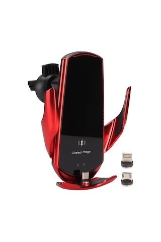 Tenfowee Q3 Akıllı Algılama Araç Kablosuz Şarj Cihazı 15w Hızlı Şarj Otomatik Klempar Tutucu İphone 12/13 Samsung S/note Serileri Uyumlu Kırmızı