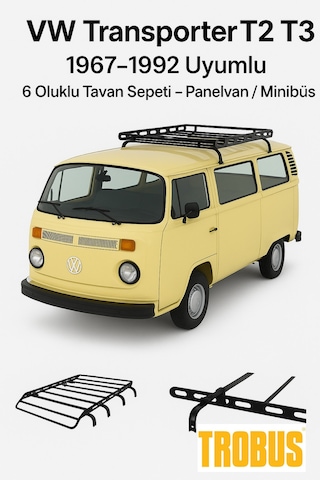 Vw Transporter T2 T3 1967-1992 Uyumlu 6 Oluklu Tavan Sepeti - Panelvan / Minibüs