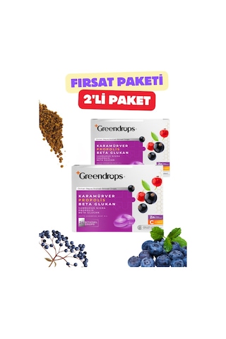 Greendrops Orman Meyvesi Karamürver Propolis Beta Glukan Boğaz Pastili 2 x 24'lü