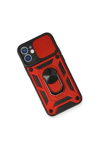 Newface - 323 - iPhone Uyumlu 12 Mini Kılıf Pars Lens Yüzüklü Silikon - Csmo-tex - - Kırmızı