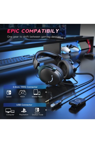 Fıfıne 3,5 Mm Ses Jaklı Oyun Usb Kulaklığı, 7.1 Surround Ses, Çıkarılabilir Mikrofon, Ses Kontrolü, Sku: Smgstkd688651b54