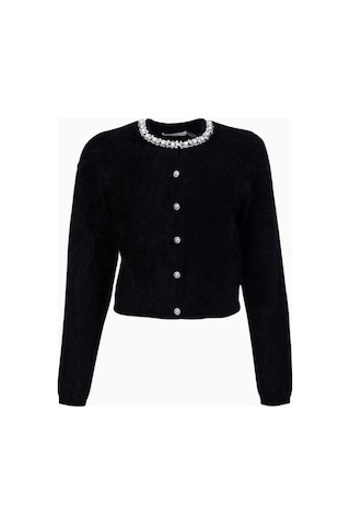 Almi Alice And Olivia Dollie Inci Yakalı Kaşmir Hırka Siyah