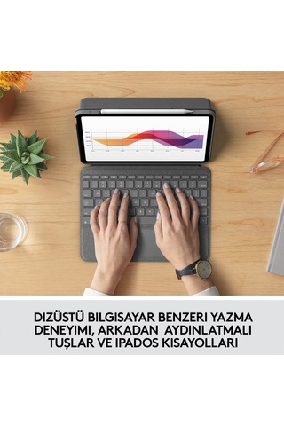 Logitech Slim Folio Touch iPad Air 10.9" 4. Nesil ile Uyumlu Klavyeli Kılıf Koyu Gri