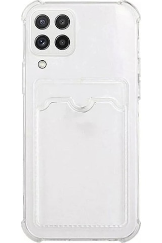 Samsung Galaxy Uyumlu A12 Kapak Kamera Korumalı Kartlıklı Darbe Emici Özellikli Şeffaf Silikon Kılıf
