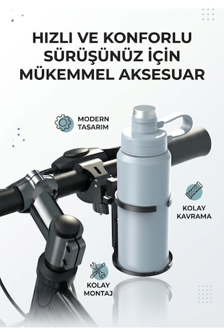 Ayarlanabilir İçecek Tutucu Motosiklet & Bisiklet Termos, Bardak, Matara Uyumlu Siyah