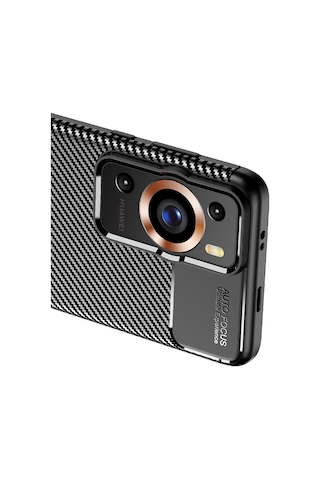 Huawei P60 Pro Kilif Lens Karbon Serisi Negro Silikon Kapak