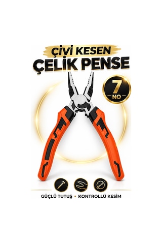 7 No Çivi Kesen Çelik Pense Güçlü Tutuş Kontrollü Kesim El Aleti