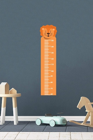 Sevimli Hayvan Aslan Tasarımlı Boy Ölçer Sticker
