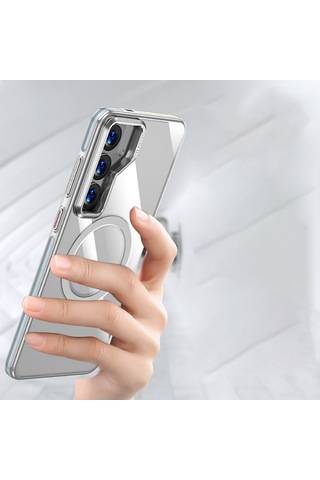 Galaxy S25 Plus Kılıf Magsafe Uyumlu Wlons Standlı Efsane Kapak Gri Gri