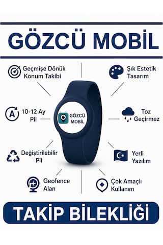 Gözcü Mobil Takip Bilekliği Ios Android Uyumlu Çocuk Genç Yaşlı Hasta Takip Konum Bilekliği Takip Cihazı Simsiz Lacivert