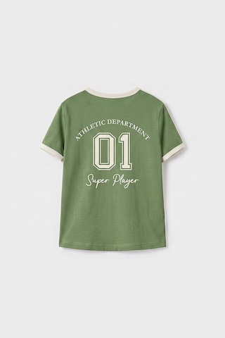 Kaktüs Omuz Biye Detaylı Baskılı Kız Çocuk T-shirt - 75181 Yeşil