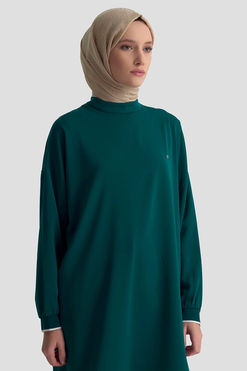 Armine Trend Kolları Ribanalı Arkadan Uzatmalı Basic Tunik-petrol 25yt449 Petrol