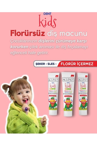 Aclind Dent Çocuklar İçin Florür İçermeyen Diş Macunu 75 ML