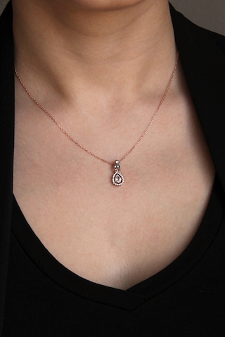 925 Ayar Gümüş Elmas Kesim Damla Kolye Rose Gold