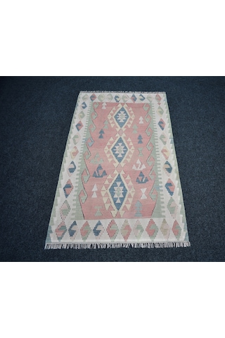 Zehra Abla Halı Vintage El Dokuma Nadir Pastel Pınarbaşı Kayseri Yün Kilim 7458 Çok Renkli