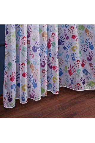 Caserta Home Kids Renkli El İzleri Çocuk Odası Tül Perde