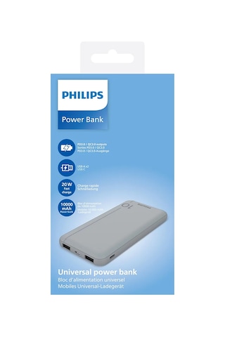 Philips Dlp1812pv/00 Hızlı Şarj Powerbank, Led Göstergeli, 10000 Mah, Gümüş