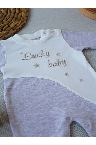 Veraura Lifestyle 0-3 3-6 Ay Lucky Baby Nakışlı Es Çizgi Boy Şapkalı Erkek Bebek Tulumu Kahvemelanj