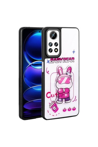 Xiaomi Redmi Note 12 Pro 4g Kılıf Parlayan Kabartmalı İkonik Figürlü Zore Amas Silikon Kapak Beyaz