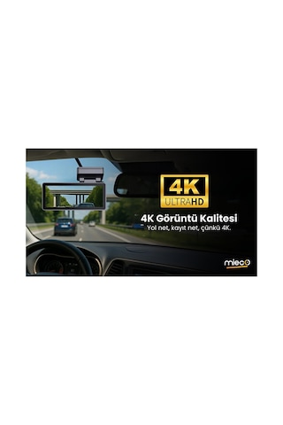 Mieco A7 4k Uhd Wifi Adas 150 Derece Ultra Geniş Açı Gece Görüşü Ön - Arka Araç Kamerası 2025 - Hafıza Kartı Hediyeli