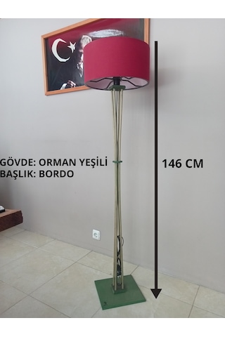 Ahşap Lambader- Aydınlatma Orman Yeşili- Bordo