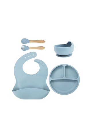 Jianfan Silikon Mama Kabı Bebek Beslenme Takım Gıda Sıfı Silikon Mavi Mavi