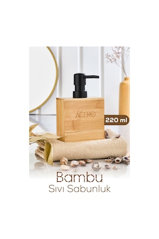 Vienev Bambu Dikdörtgen Sıvı Sabunluk Siyah Pompalı 220 Ml Çok Renkli
