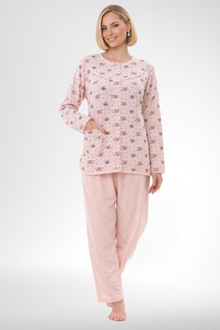 Mecit Pijama Mecit 6321 Pudra Büyük Beden Kadın Sabahlık Pijama Gecelik Set