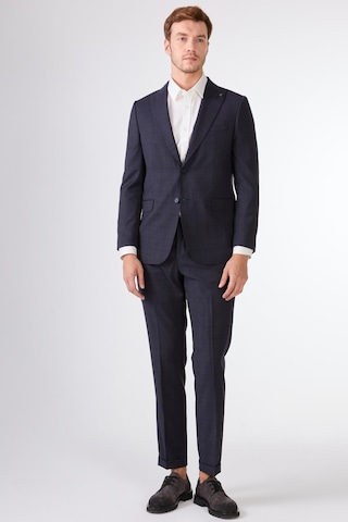 Dufy Koyu Lacivert Balıksırtı Slim Fit Erkek Takım Elbise Lacivert