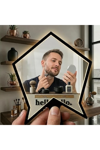 Znv Zenvia Mey İthalat Kırılmaz Pleksi El Aynası 10x10cm - Çanta Boyu Geometrik Tasarım - Kadın & Erkek Bakım Renkli