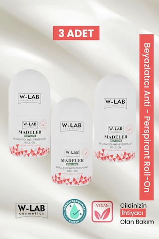 W-Lab Cosmetics Madeleb Beyazlatıcı Roll-On Deodorant 3 x 50 ML