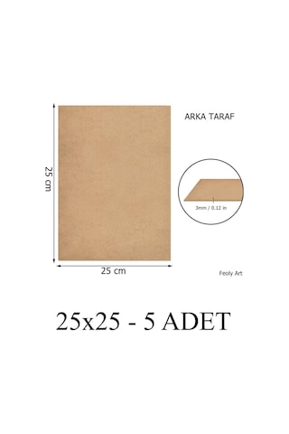 3 Mm 25x25 Mdf Plaka 5 Adet - Pasta Altlığı, Hobi, Maket, Ahşap El Sanatları 5 Li Paket 25 x 25