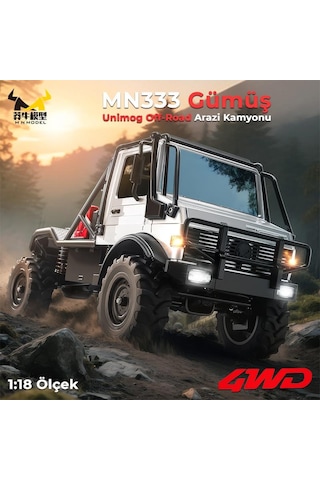 Mn Model Mn333 1/18 Mercedes Unimog U4000 4wd Rc Crawler Offroad Uzaktan Kumandalı Araba Arazi Aracı Model Car Truck Rtr Gümüş Mn-333 +dahili Işık Seti Mnmodel/mn333-sılver