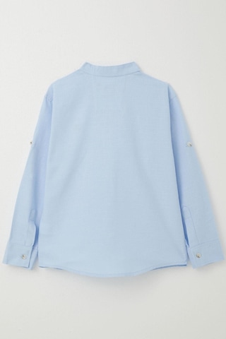 Breeze Erkek Çocuk Gömlek Harf Nakışlı Düğmeli 8-12 Yaş, Açık Mavi Açık Mavi