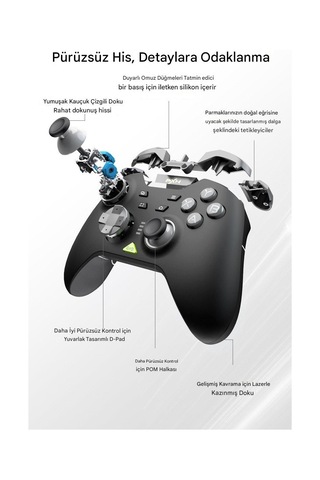 P5 Kablosuz Oyun Denetleyicisi 2.4g Bluetooth Hall Etkisi Gamepad