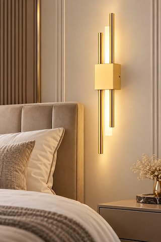 Premıum Modern Gold Çift Borulu Led Aplik 50 Cm Dekoratif Duvar Aydınlatması