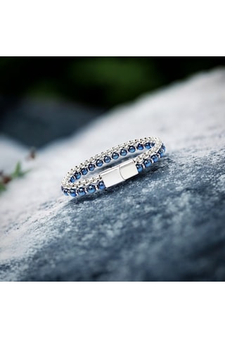 Çelik Zincirli Mavi Ve Gümüş Hematit Bileklik 31832b21d6 Gümüş