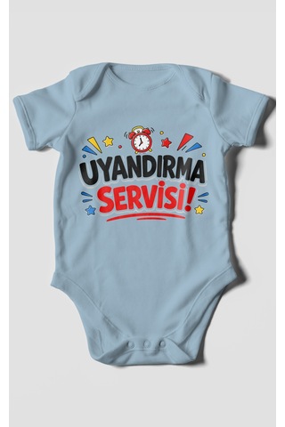 Morivokids Uyandırma Servisi Kısa Kollu Bebek Body %100 Pamuk Bebe Mavisi