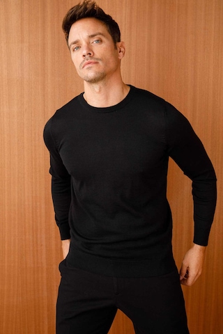 Desen Triko Erkek Basic Sıfır Yaka İnce Triko Kazak 02421603 Siyah Siyah