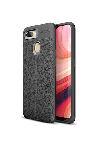 Oppo Ax7 Kılıf Zore Niss Deri Desenli Silikon Kılıf
