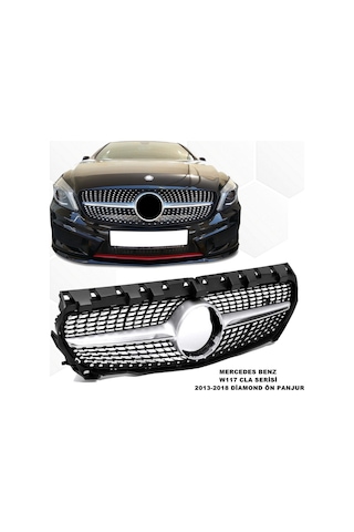 W117 CLA Serisi Diamond Ön Panjur Piano Black & Krom 2013-2018