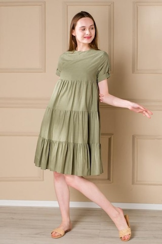 Pastelastore Kadın Yazlık Pamuk Kısa Elbise 1108 Yeşil