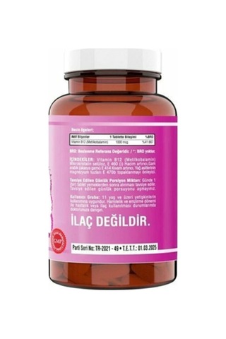 Vitamin B12 Metilkobalamin 1000 Mcg 120 Tablet 2 Kutu