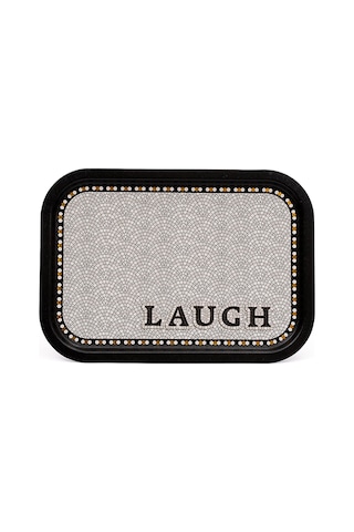 Mosaic Laugh Desenli Büyük Klasik Metal Tepsi, 28 X 40 Cm