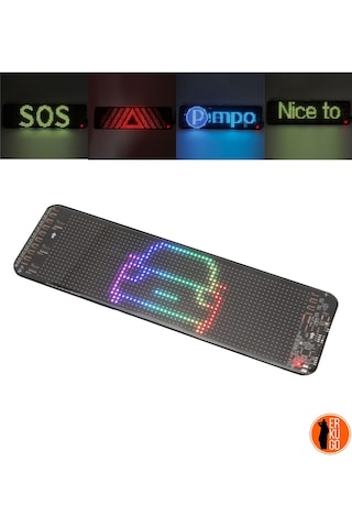 Telefon App Kontrollü Programlanabilir Araba Led Ekranı, Uzaktan Kumandalı Kayan Yazı Emoji Led