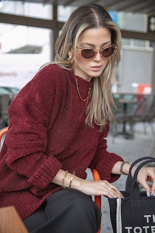 Lela Regular Fit Dik Yaka Yumuşak Dokulu Triko Bayan Kazak 4616222 Bordo