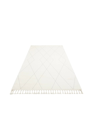 Urban 02 White Etnik Desenlere Sahip Hav Toz Vermez Yumuşak Dokulu Modern Halı