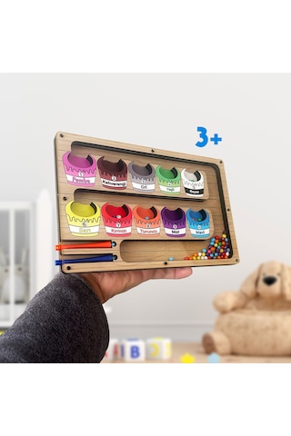 Tineke Manyetik Eğitici Renkli Sayma Ve Eşleştirme Labirenti Eğitim Oyuncağı - Ahşap Montessori Oyunu Kova