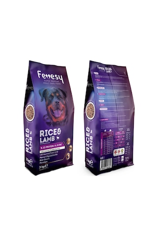 Fevesy Kuzu & Pirinçli Yetişkin Köpek Maması 3 KG