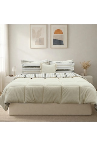 Sherpa Comforter Çift Kişilik Uyku Seti - Krem